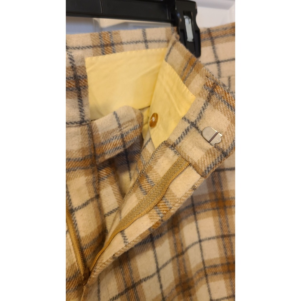 Vintage Asher Pants Mens 44 x 30 Wool‎  Flannel Plaid Golf Dress Disco 60s 70s - Picture 3 of 9
